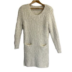 Red Queen Boucle Knit Sweater Dress Tunic Cream Wool Blend Size M
